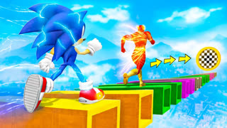 GTA 5 - КАК ДАЛЕКО СОНИК И ФЛЭШ СМОГУТ ПРОБЕЖАТЬ ПО СЛОМАННОЙ ДОРОГЕ ? - ЭКСПЕРИМЕНТ В ГТА 5